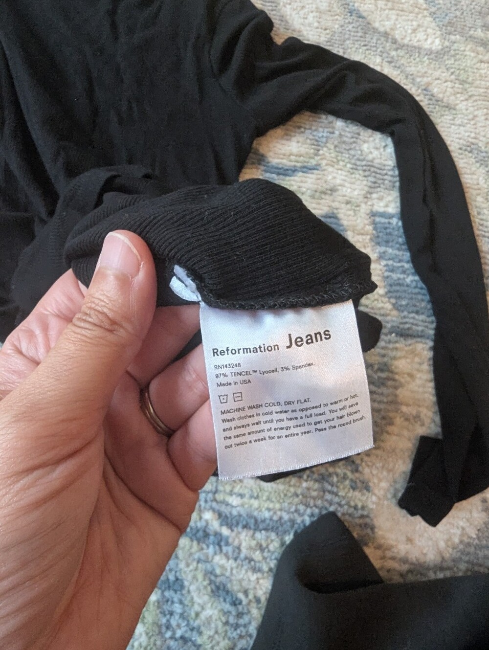 Reformation Black Long Sleeve  Ribbed Top - Picture 2 of 3